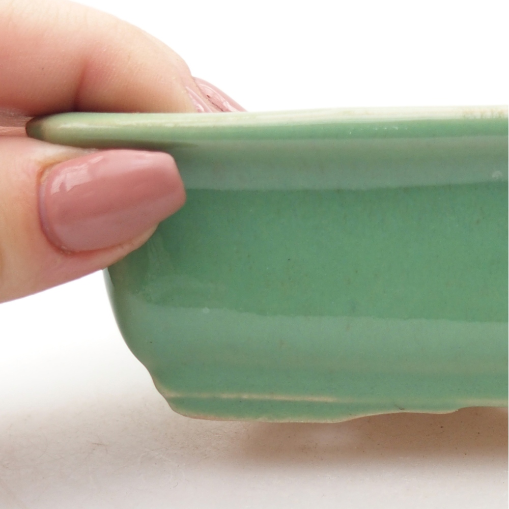 Ceramic bonsai bowl 13,5 x 10 x 4 cm, green