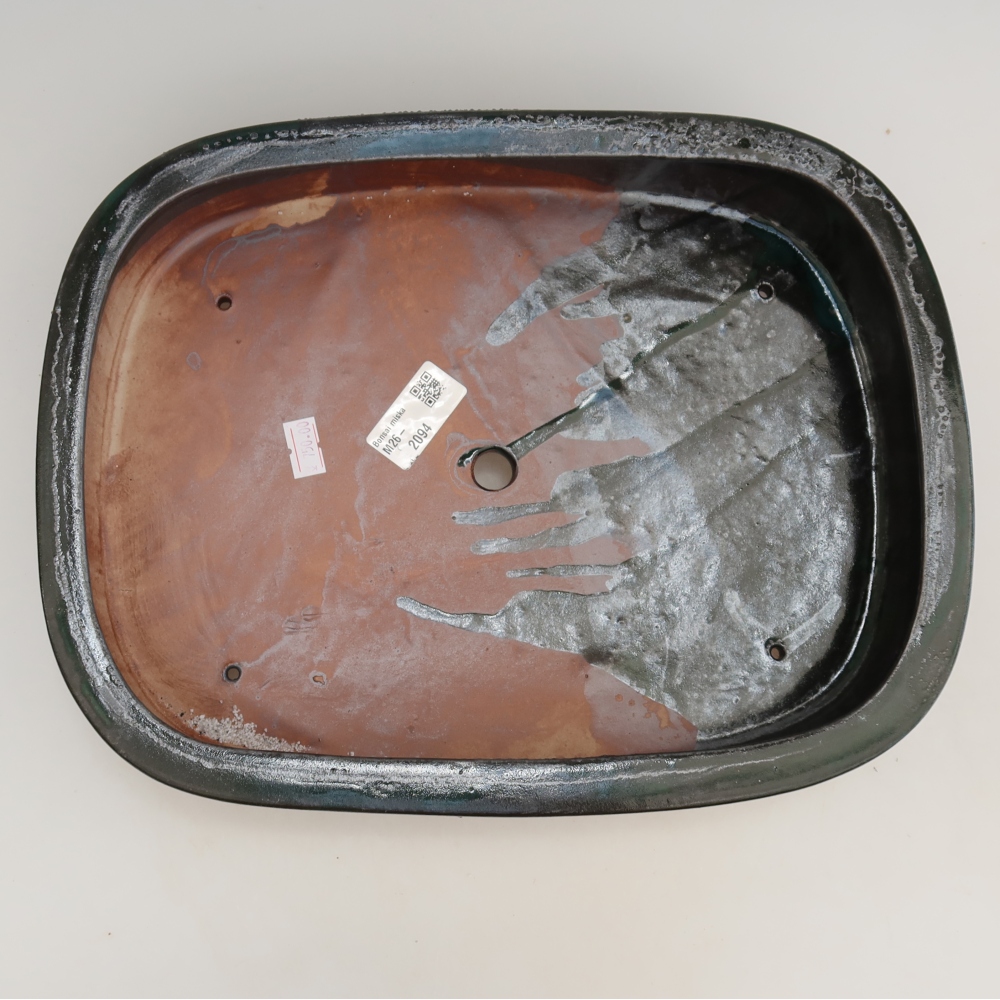 Ceramic bonsai pot, 32 x 24.5 x 6.5 cm, green