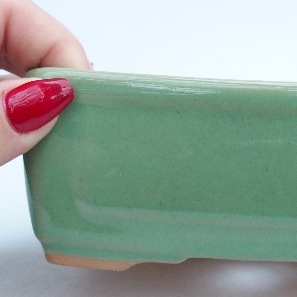 Ceramic bonsai bowl 13 x 10 x 5 cm, green