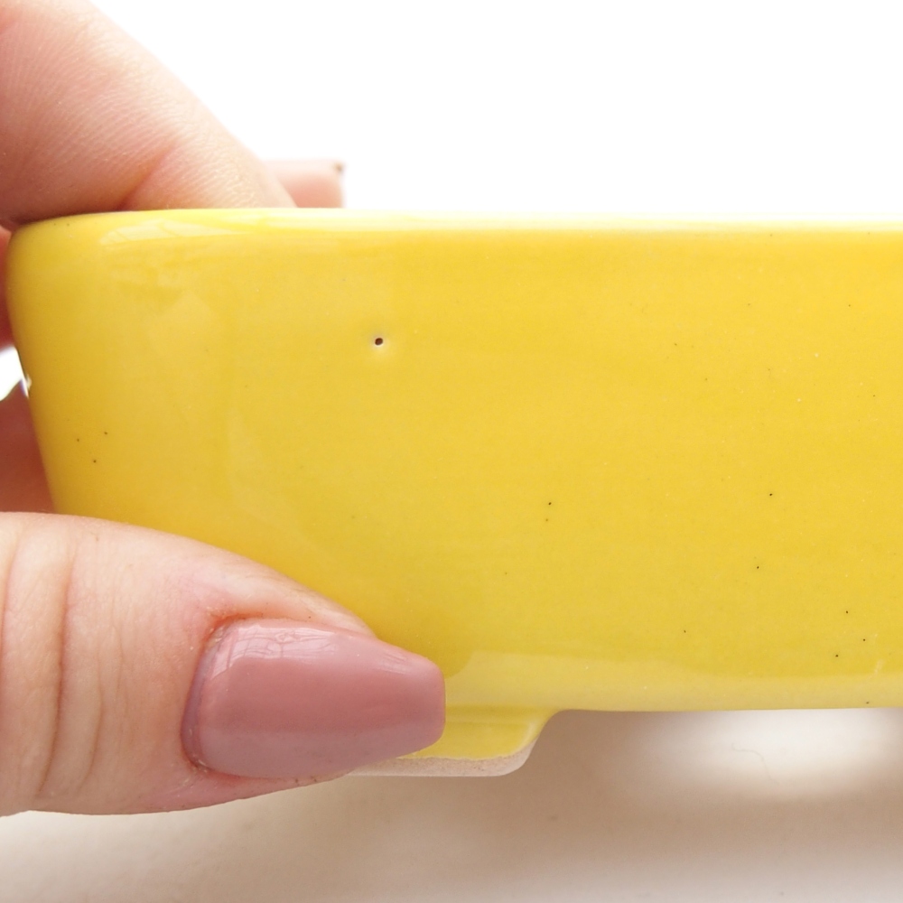 Ceramic bonsai bowl 12,5 x 9 x 3,5 cm, yellow