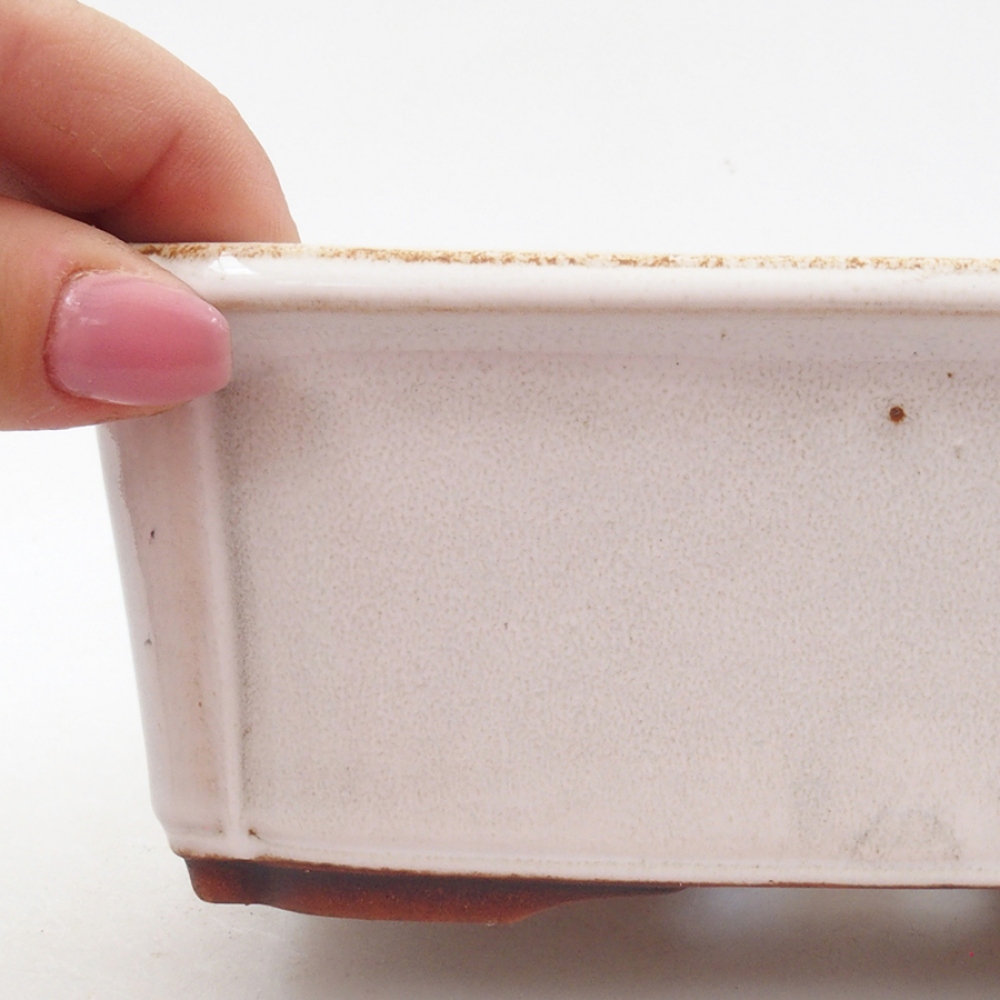Ceramic bonsai bowl 17 x 13 x 6 cm, color white