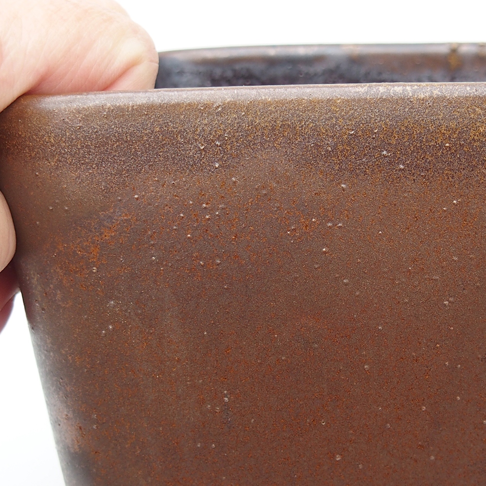 Ceramic bonsai bowl 14 x 14 x 15 cm, brown