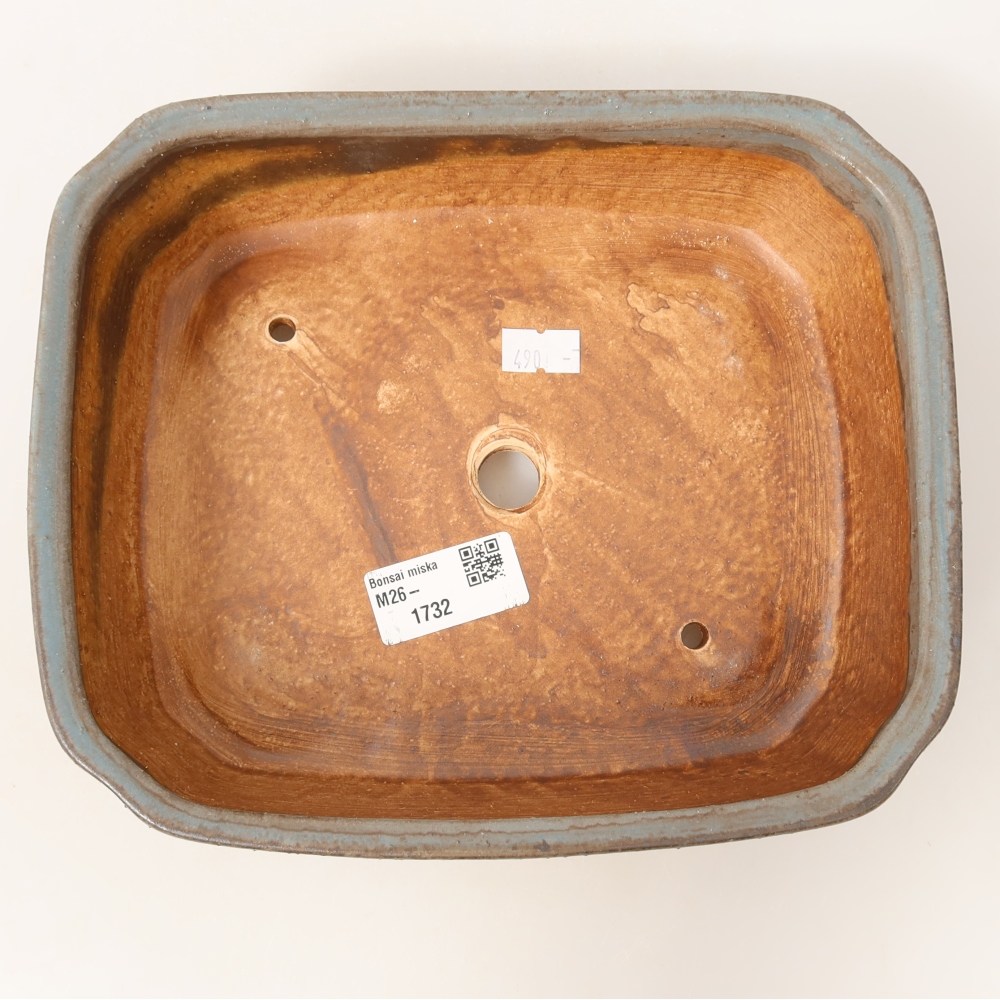 Ceramic bonsai pot, 21.5 x 18 x 6 cm, blue
