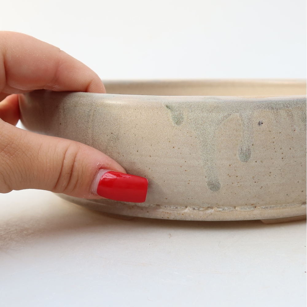 Ceramic bonsai pot, 20 x 20 x 5.5 cm, beige
