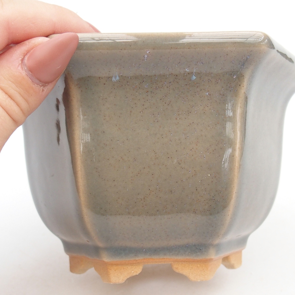 Ceramic bonsai bowl 13 x 11,5 x 8 cm, grey