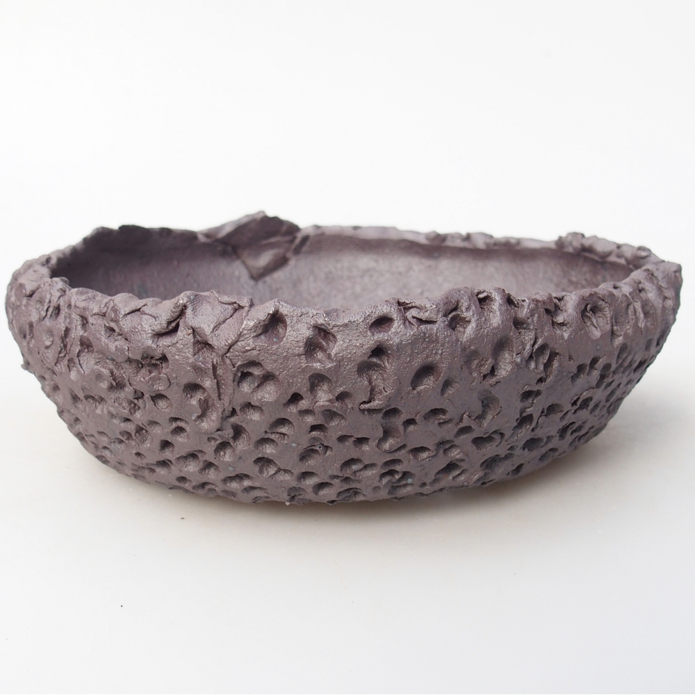 Ceramic bonsai bowl 16,5 x 16,5 x 5,5 cm, metal colour