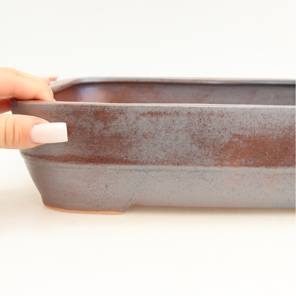 Ceramic bonsai pot, 28 x 20.5 x 7.5 cm, metallic color