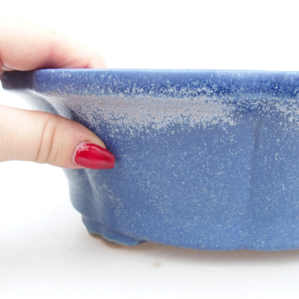 Ceramic bonsai bowl 26,5 x 26,5 x 8,5 cm, colour blue