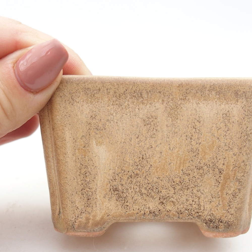 Ceramic bonsai bowl 7,5 x 5,5 x 5 cm, colour beige