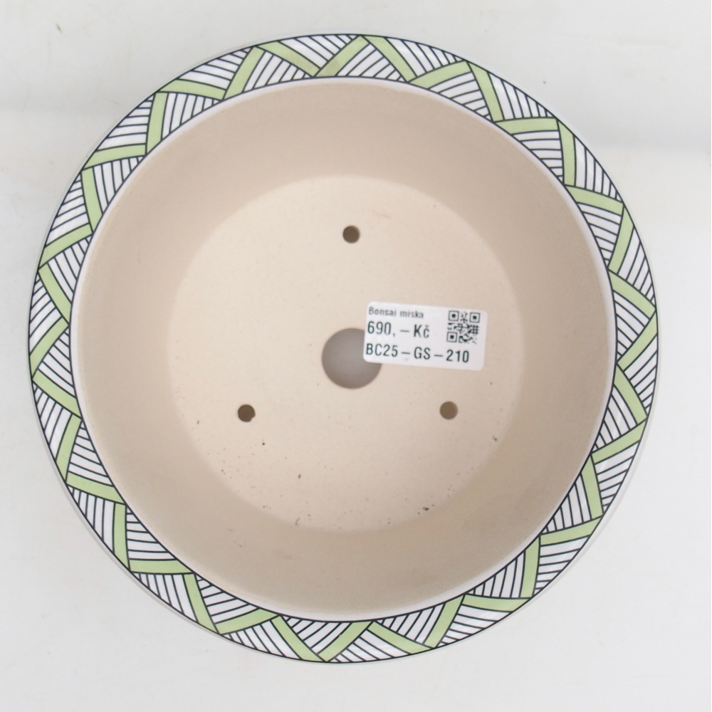 Ceramic bonsai bowl 17 x 17 x 9 cm, colour green-white