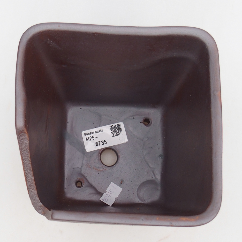 Ceramic bonsai bowl 13,5 x 13,5 x 15 cm, metal colour