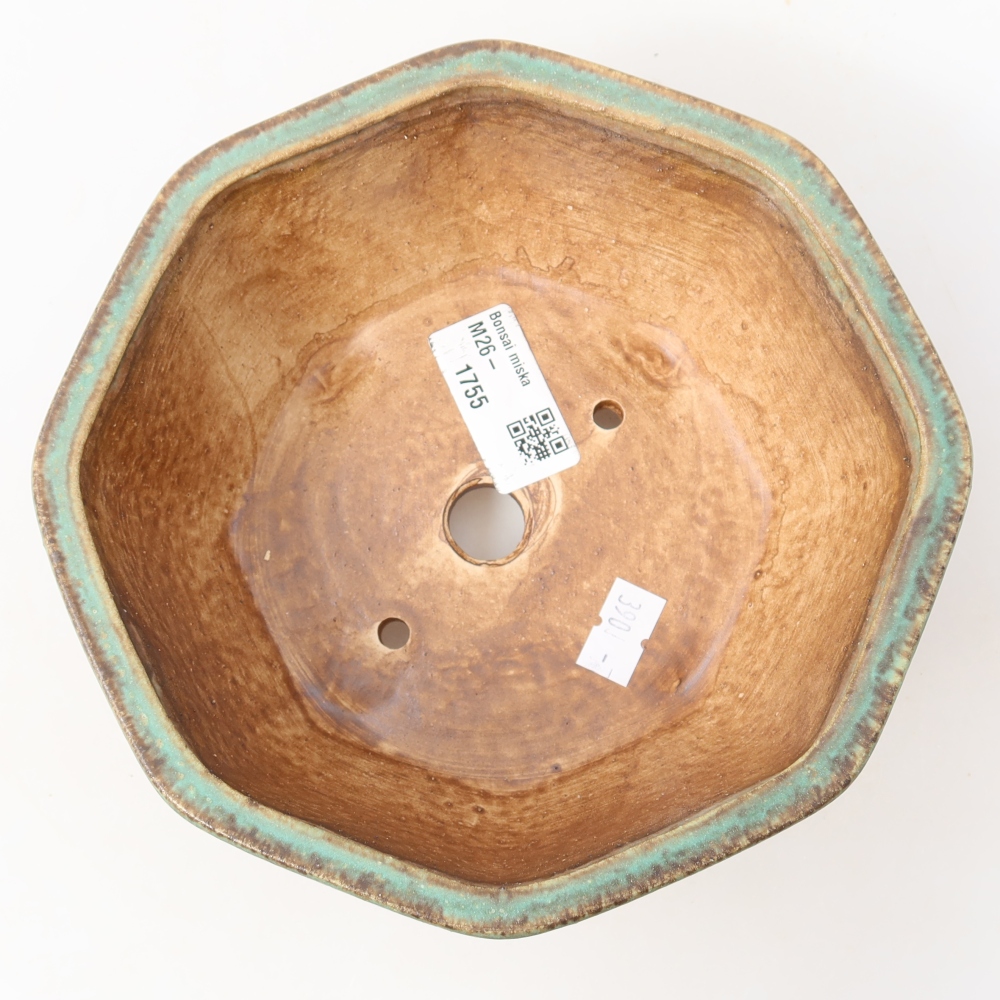 Ceramic bonsai pot, 17 x 16 x 6.5 cm, green