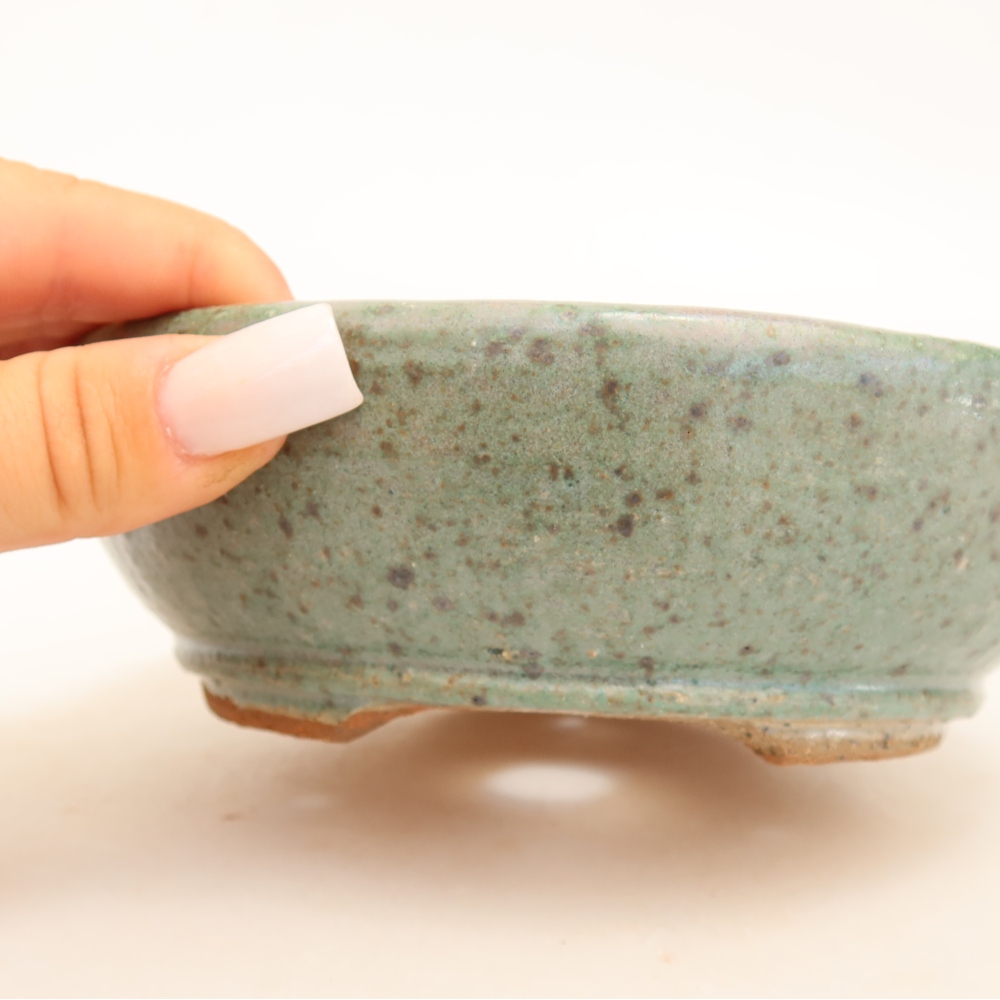Ceramic bonsai bowl 15 x 15 x 5 cm, green