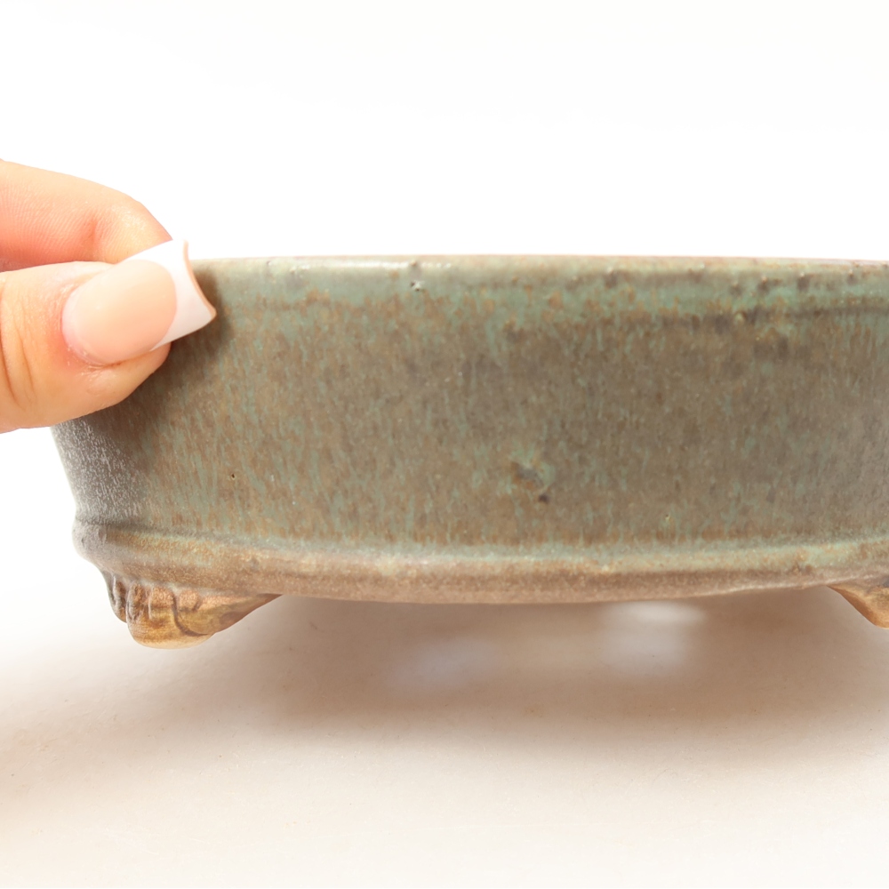Ceramic bonsai bowl 18 x 18 x 5 cm, green