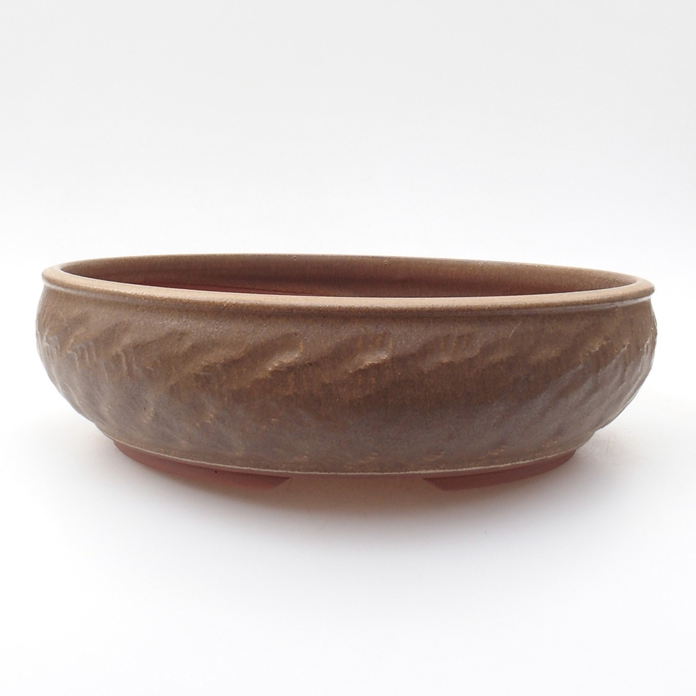 Ceramic bonsai bowl 25,5 x 25,5 x 7 cm, color brown