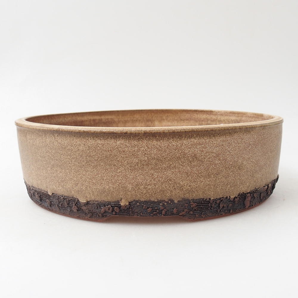 Ceramic bonsai bowl 24,5 x 24,5 x 7 cm, color beige