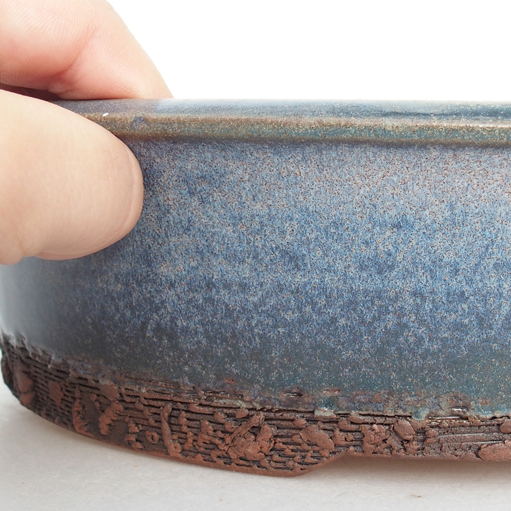 Ceramic bonsai bowl 25,5 x 25,5 x 6,5 cm, colour blue