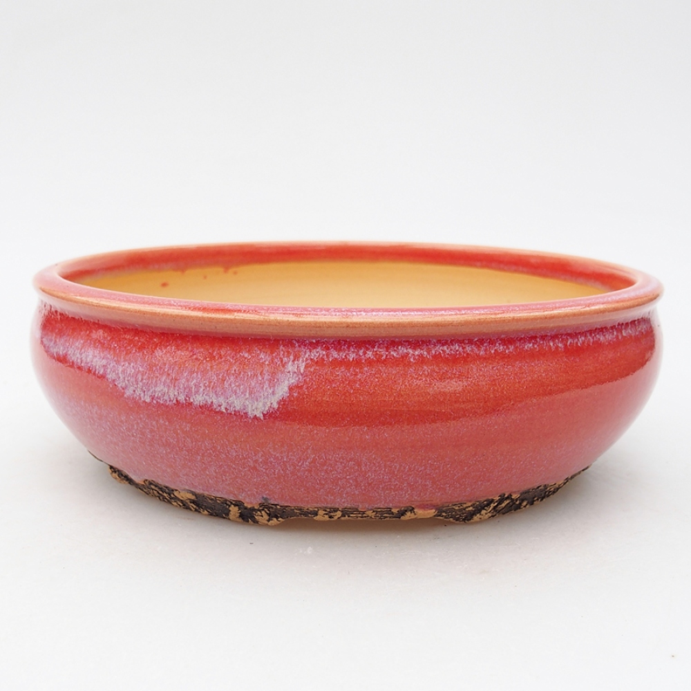 Ceramic bonsai bowl 18,5 x 18,5 x 6 cm, color red