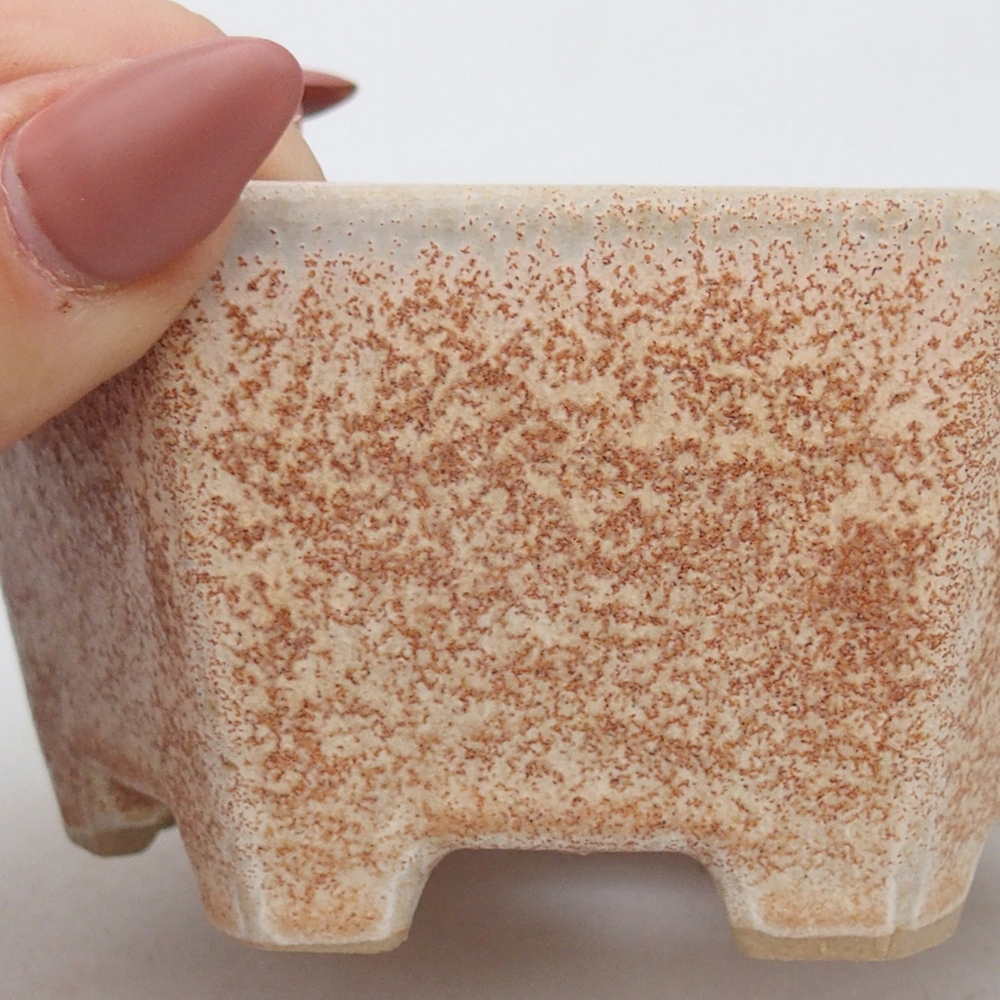 Ceramic bonsai bowl 10,5 x 9,5 x 5 cm, colour beige