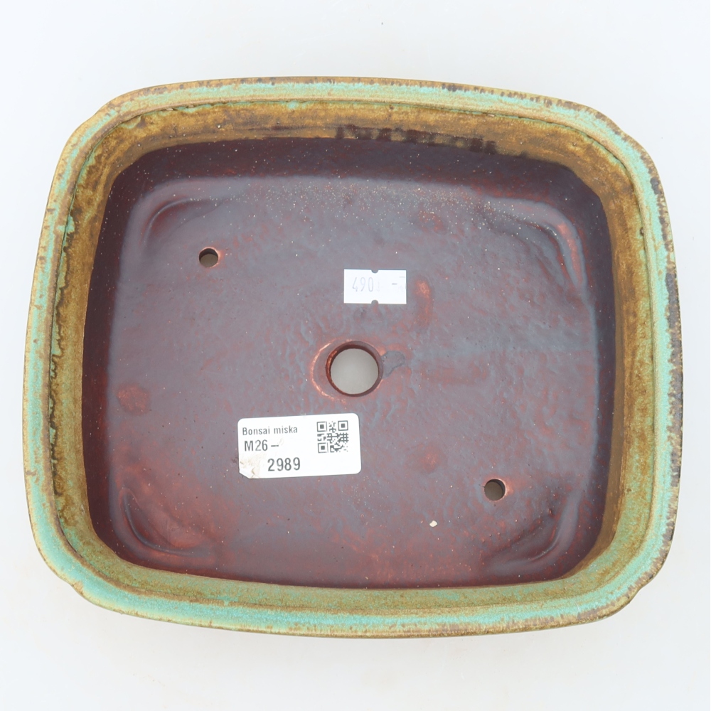 Ceramic bonsai pot, 20 x 17.5 x 6 cm, green