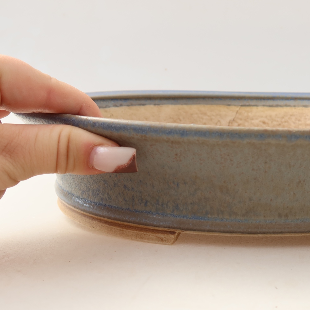 Ceramic bonsai pot, 27 x 24 x 5.5 cm, blue