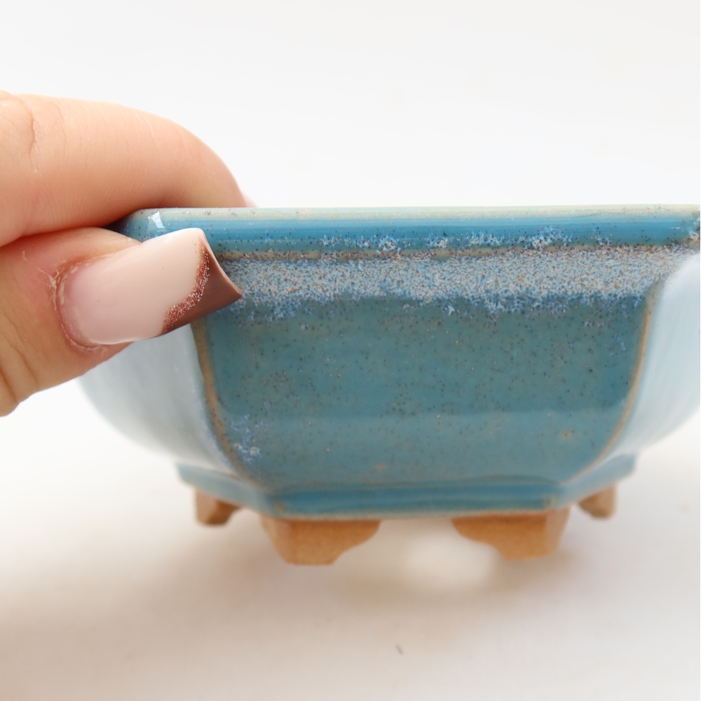 Ceramic bonsai bowl 12 x 10,5 x 4,5 cm, colour blue