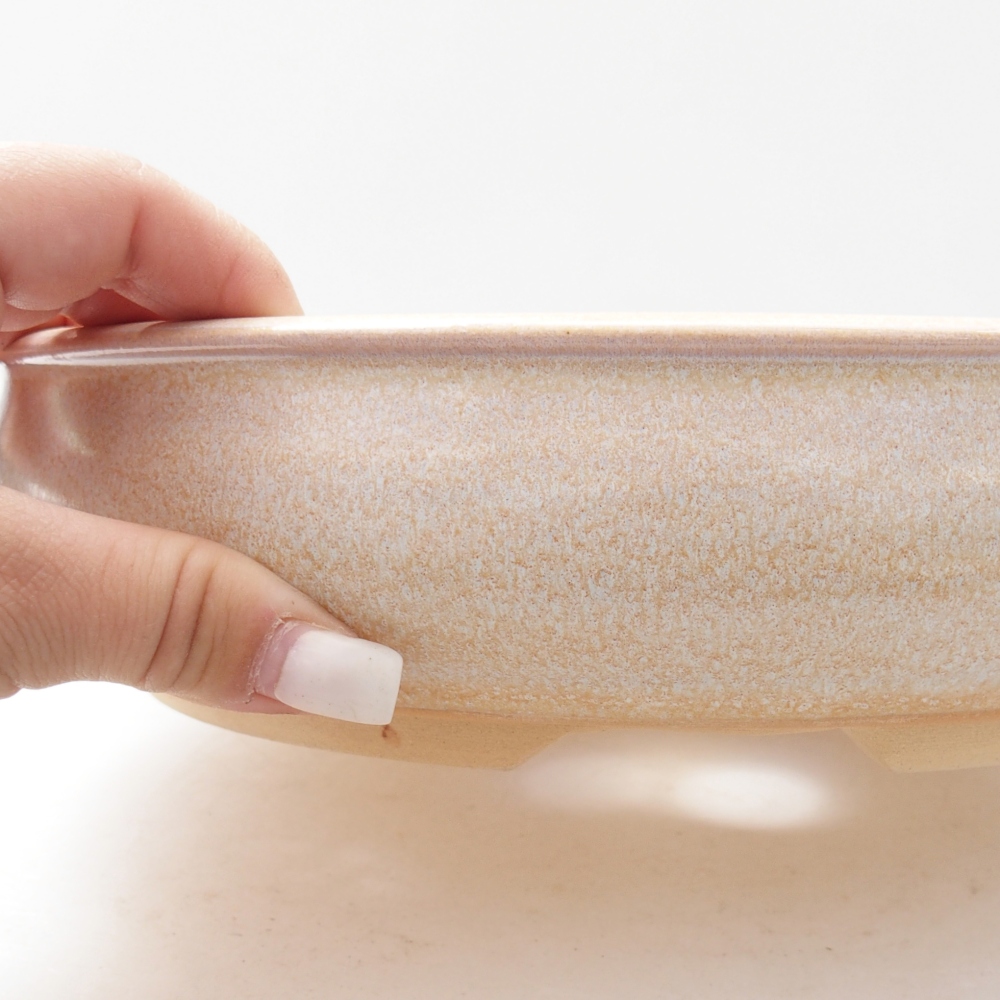 Ceramic bonsai bowl 25,5 x 25,5 x 6 cm, colour beige
