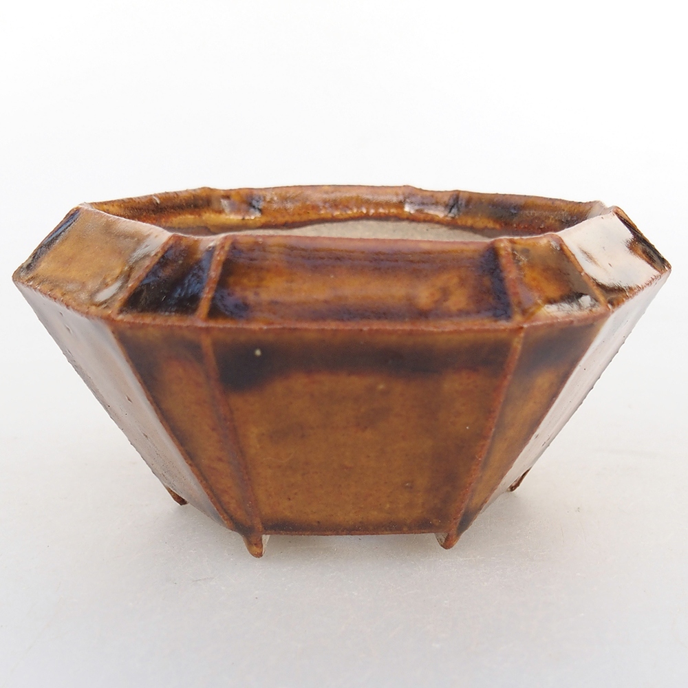 Ceramic bonsai bowl 8,5 x 8 x 4 cm, brown