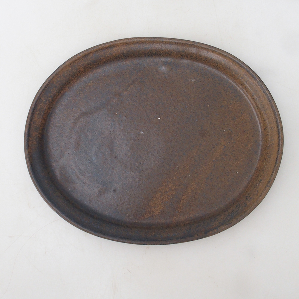 Bonsai bowl oval M - 22.5 x 18 x 1.5 cm - brown