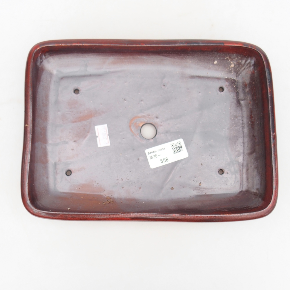 Ceramic bonsai bowl 24 x 17,5 x 4 cm, colour red