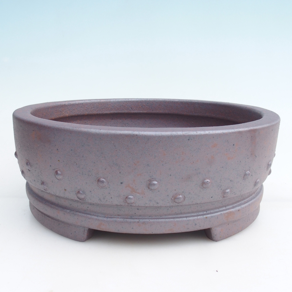 Ceramic bonsai bowl 25,5 x 25,5 x 9,5 cm, metal colour