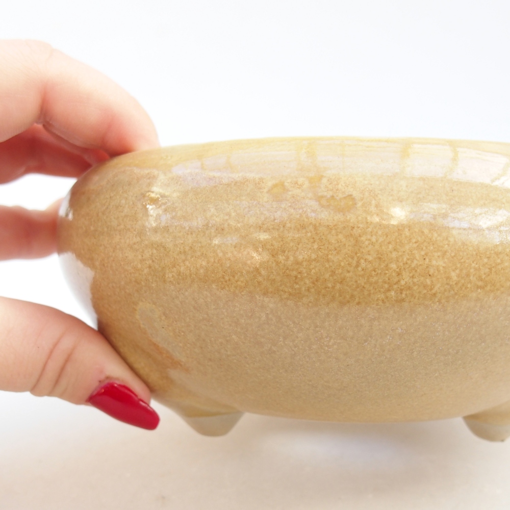 Ceramic bonsai bowl 14,5 x 14,5 x 7 cm, colour beige