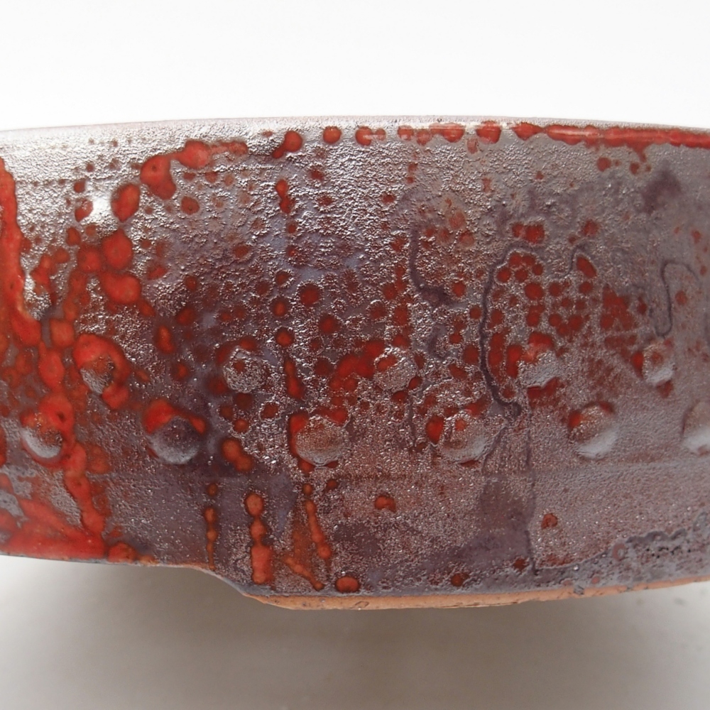 Ceramic bonsai bowl 24,5 x 24,5 x 7 cm, colour red