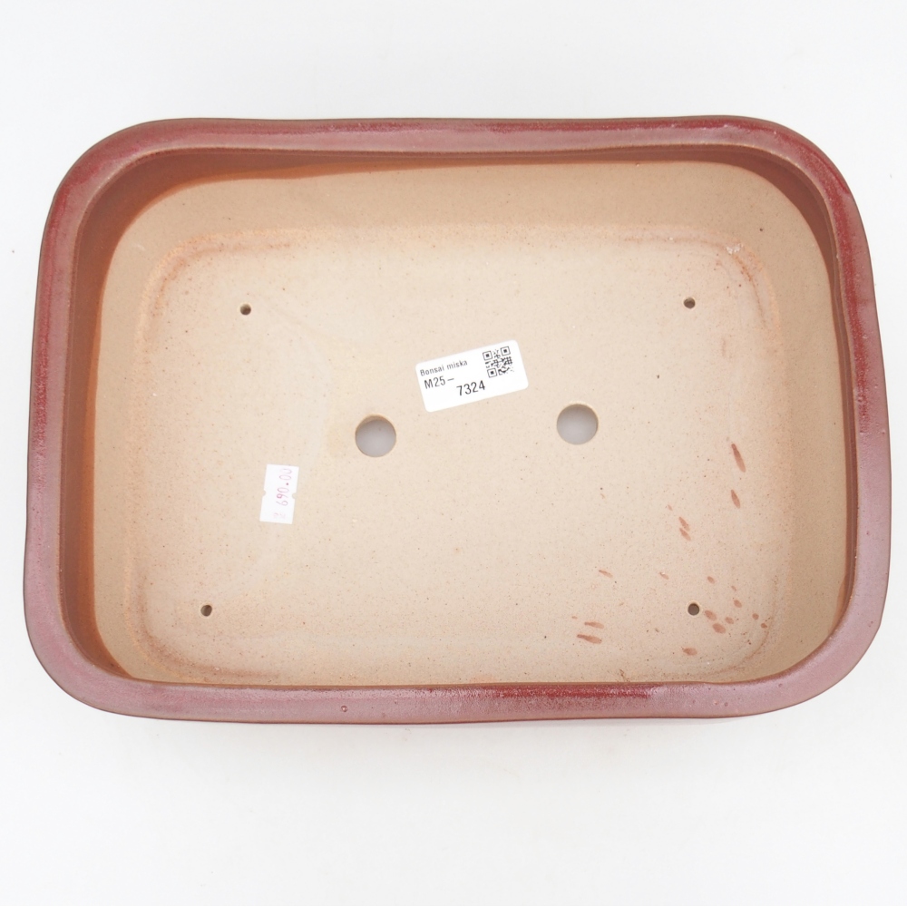 Ceramic bonsai bowl 28 x 20,5 x 7,5 cm, burgundy