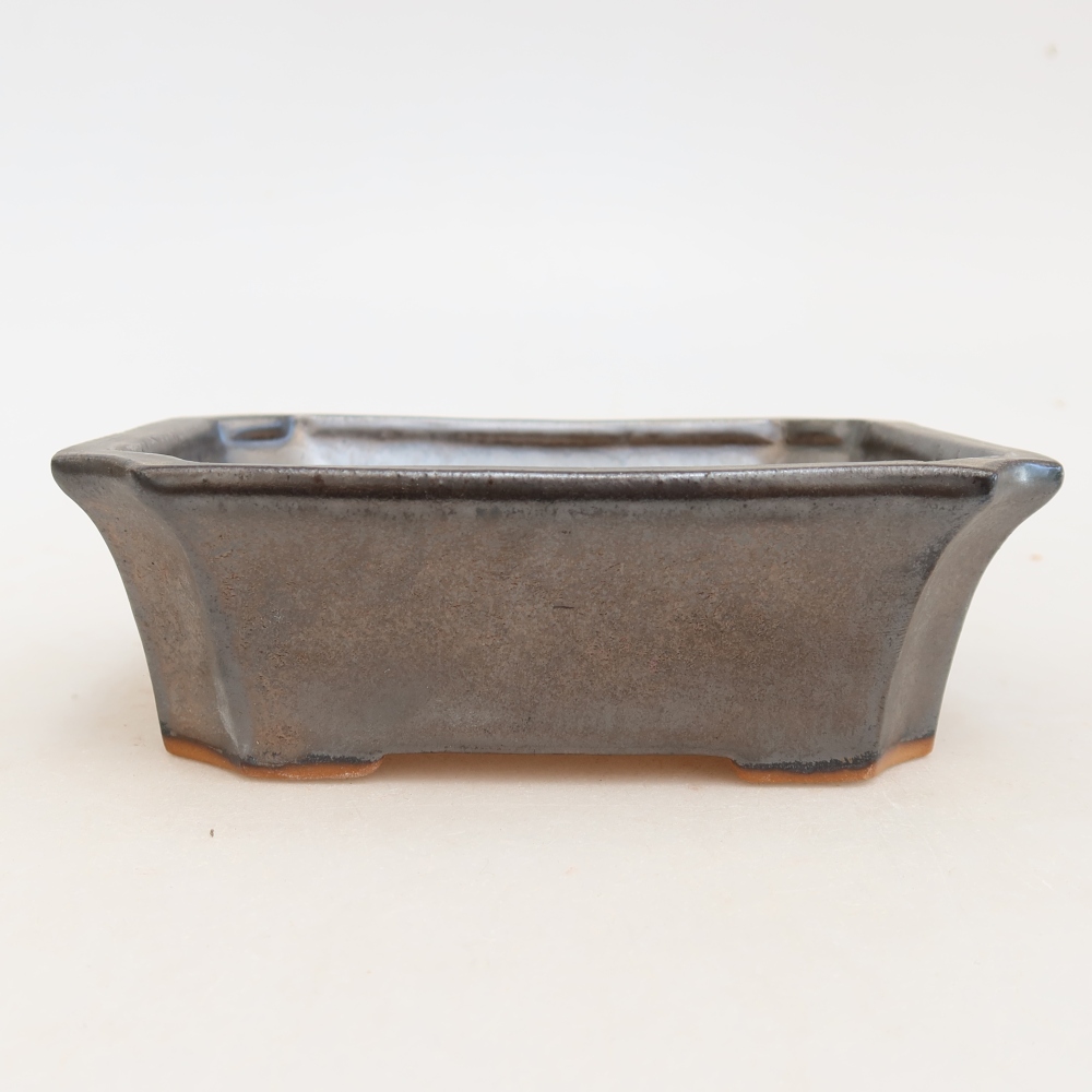 Ceramic bonsai pot, 13.5 x 11 x 4 cm, metallic color