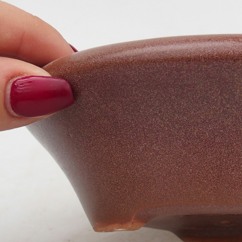 Ceramic bonsai bowl 13,5 x 13,5 x 4,5 cm, burgundy blue