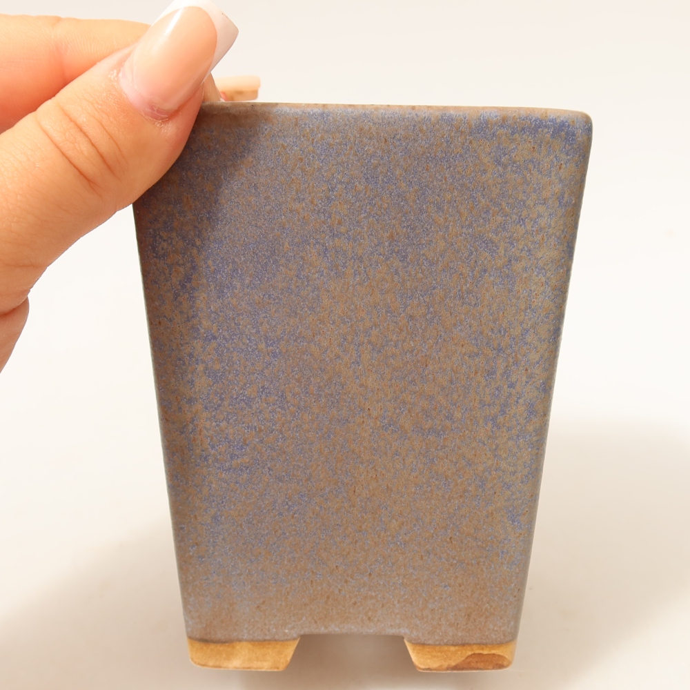 Ceramic bonsai pot, 8.5 x 8.5 x 10.5 cm, blue