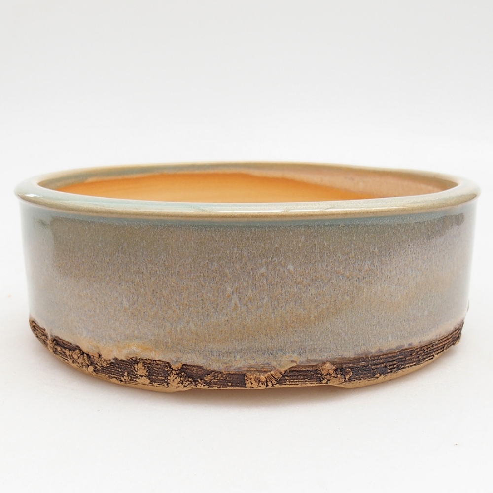 Ceramic bonsai pot 17.5 x 17.5 x 6 cm, green