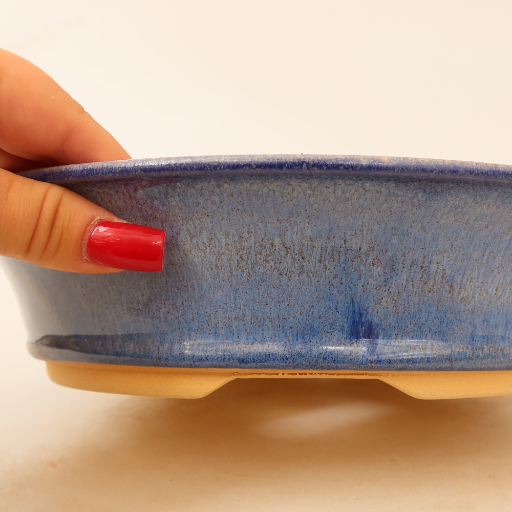 Ceramic bonsai pot, 25 x 25 x 6 cm, blue