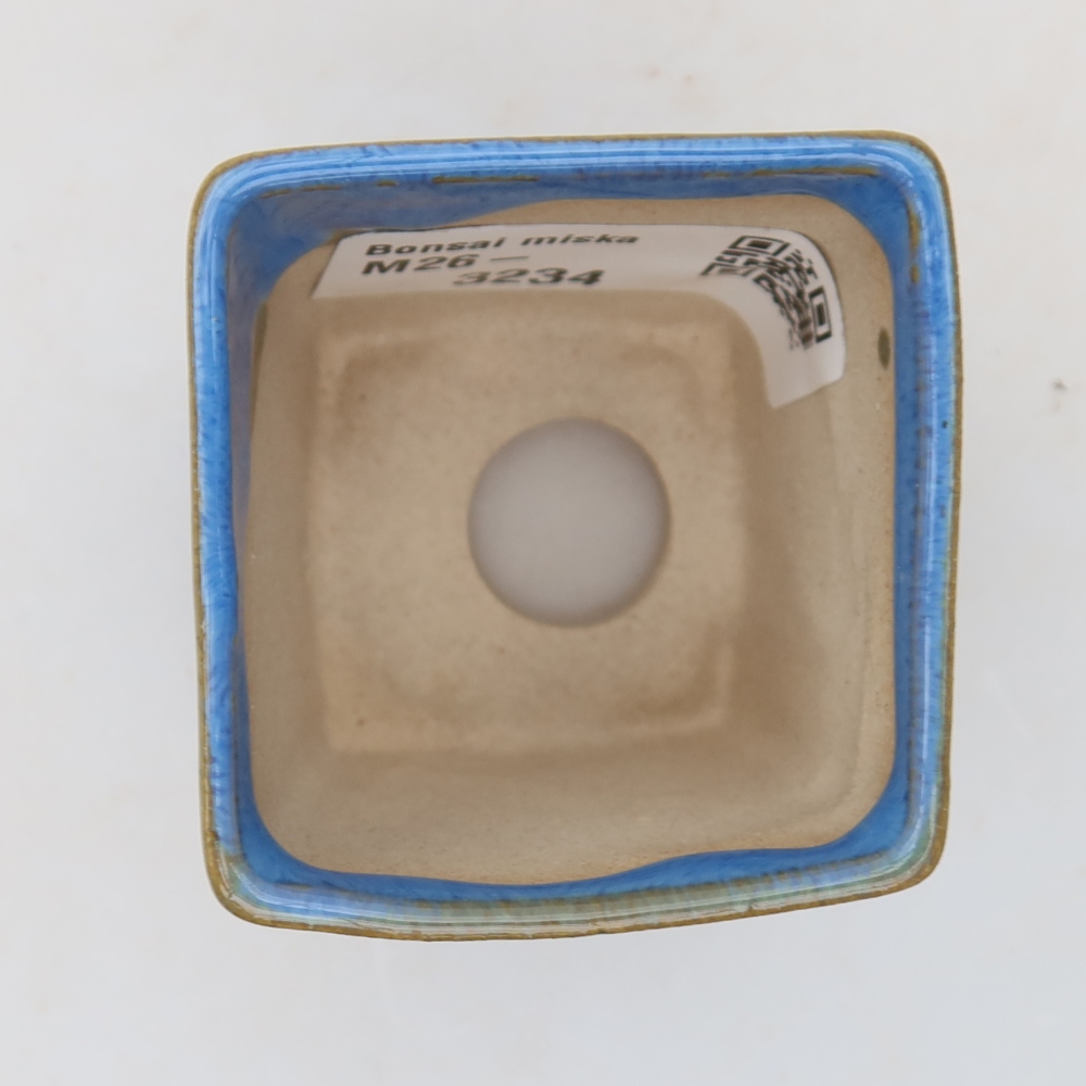 Ceramic bonsai pot, 4.5 x 4.5 x 5 cm, blue