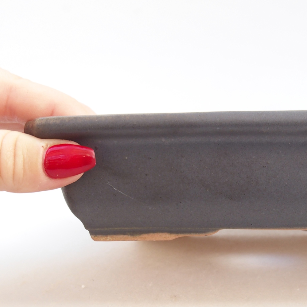 Ceramic bonsai bowl 18 x 13,5 x 4 cm, metal colour