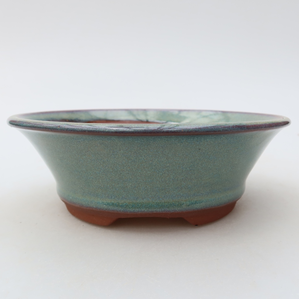 Ceramic bonsai pot, 15.5 x 15.5 x 5.5 cm, green