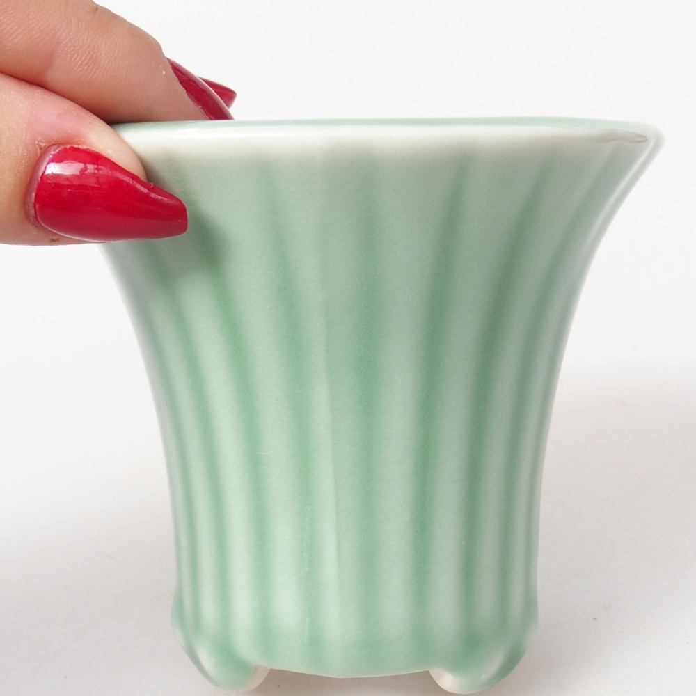 Ceramic bonsai bowl 9 x 9 x 8 cm, green