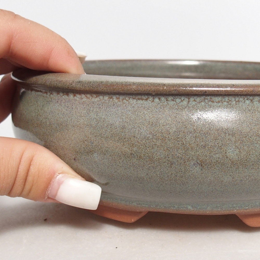 Ceramic bonsai bowl 16,5 x 16,5 x 5,5 cm, green