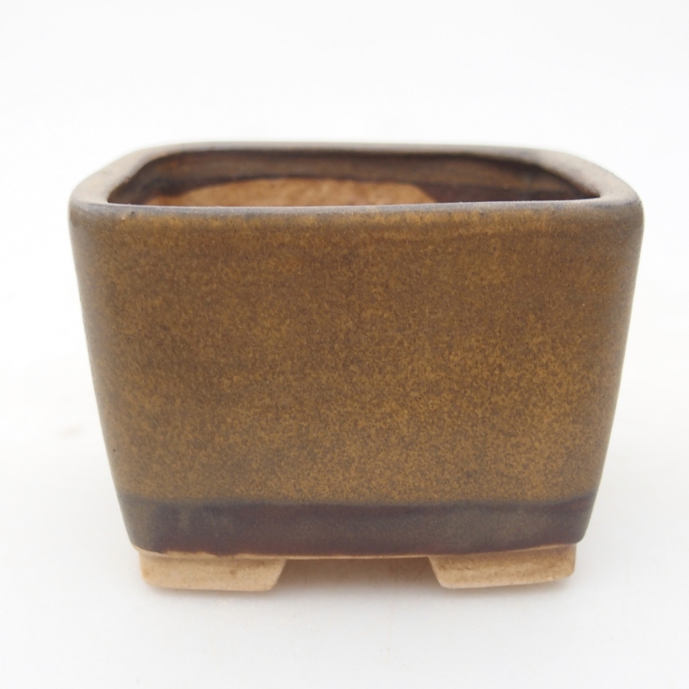 Ceramic bonsai pot, 6 x 6 x 4.5 cm, brown