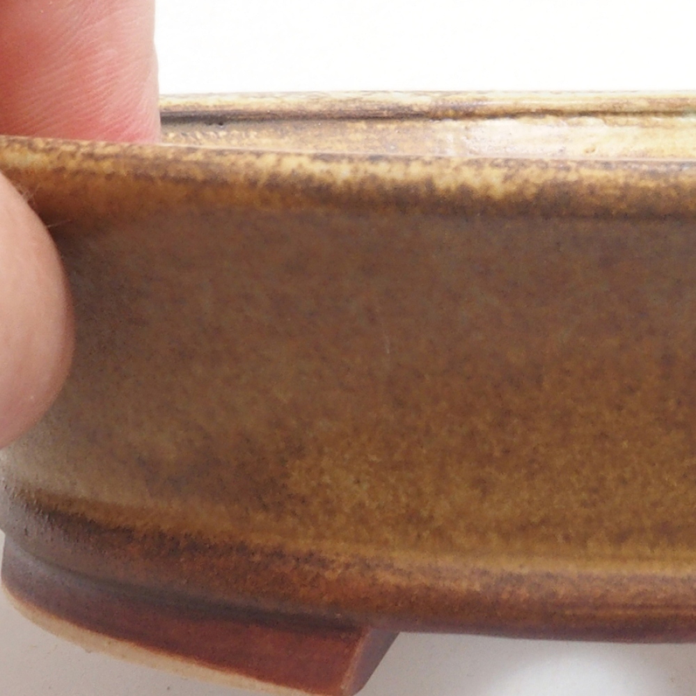 Ceramic bonsai bowl 13,,5 x 12 x 3,5 cm, color green