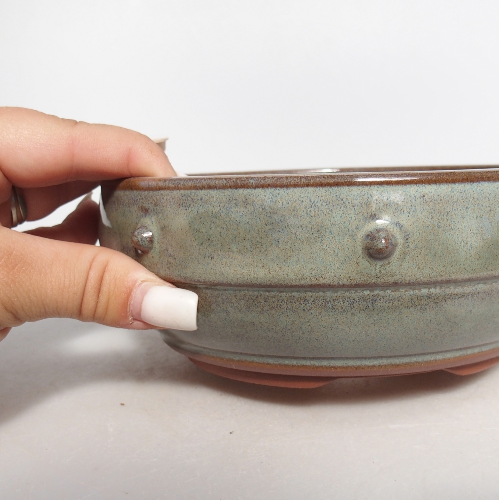 Ceramic bonsai bowl 16 x 16 x 7 cm, green