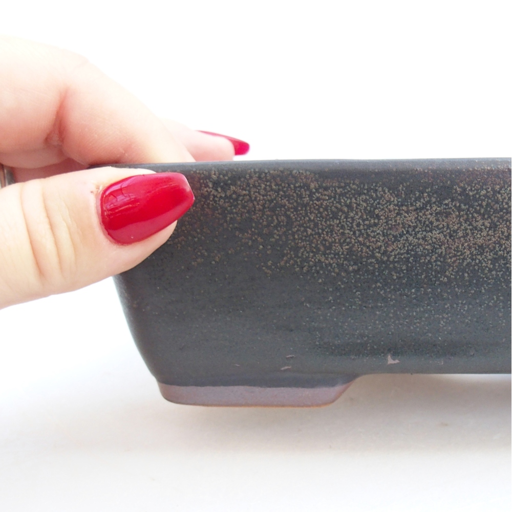 Ceramic bonsai bowl 18,5 x 13,5 x 3,5 cm, grey