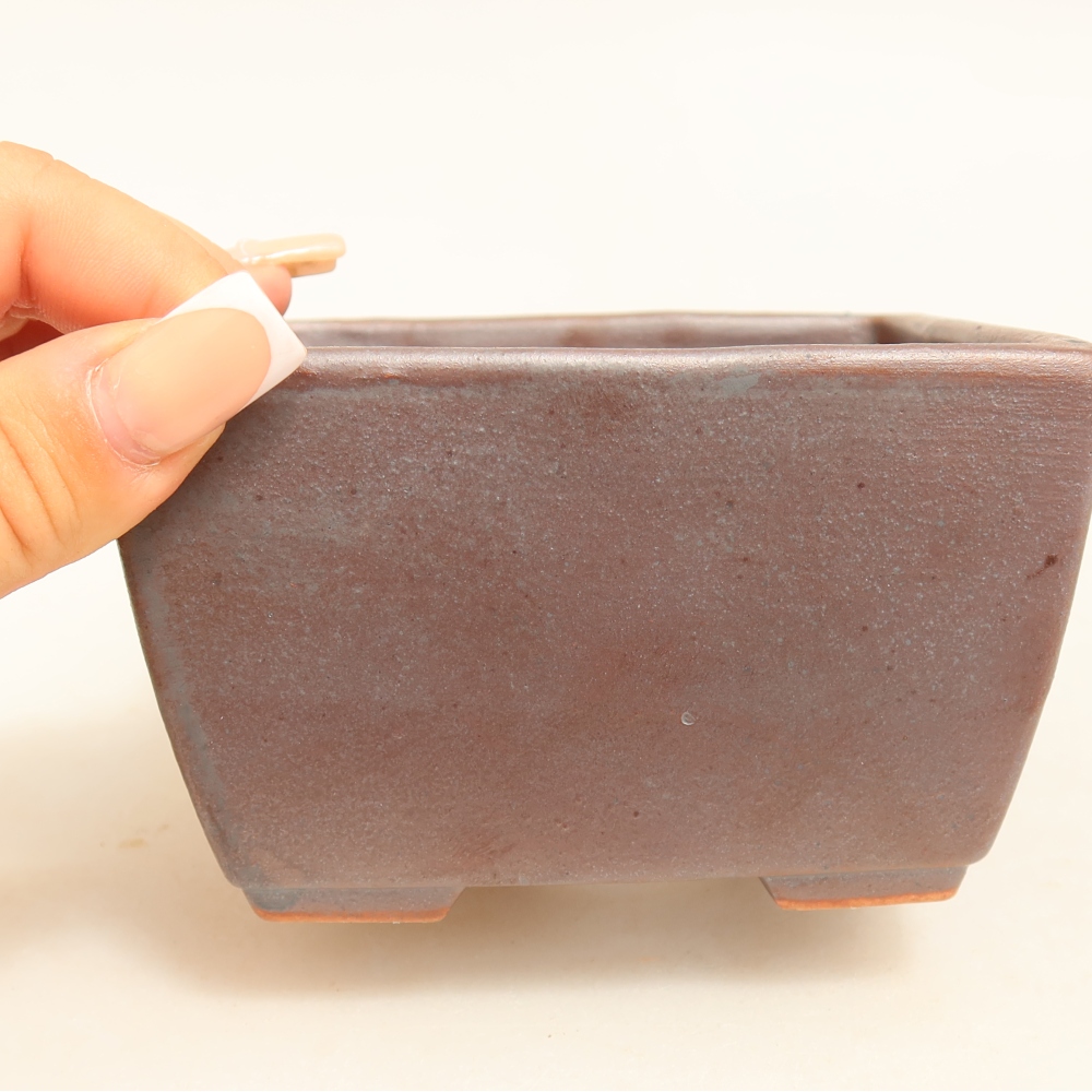 Ceramic bonsai pot, 10.5 x 10.5 x 6.5 cm, metallic color
