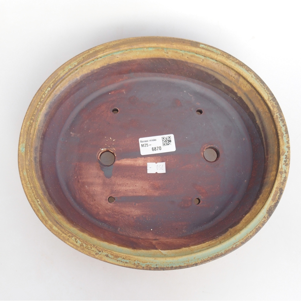 Ceramic bonsai bowl 28 x 25 x 6 cm, green